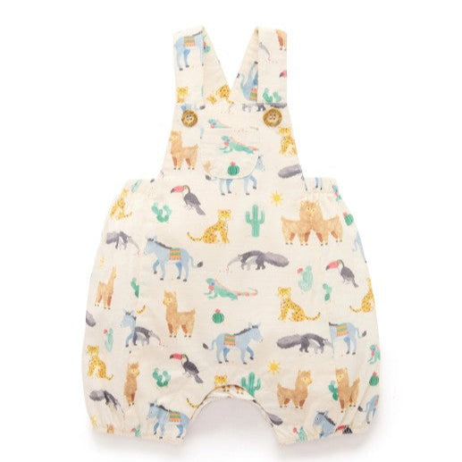 "Purebaby" - Animal Fiesta Short Overalls