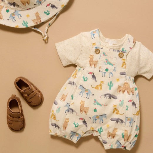 "Purebaby" - Animal Fiesta Short Overalls