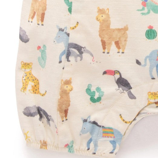 "Purebaby" - Animal Fiesta Short Overalls