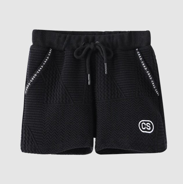 "Cracked Soda" - Asher Textured Shorts - Black