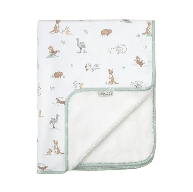 "The Living Textiles Company" - Jersey/Sherpa Pram Blanket - Australiana