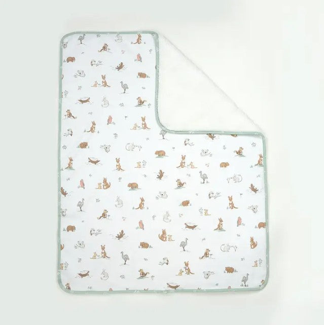 "The Living Textiles Company" - Jersey/Sherpa Pram Blanket - Australiana
