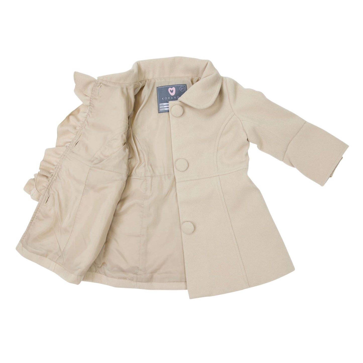 "Korango" - Faux Wool Collared Overcoats - Beige