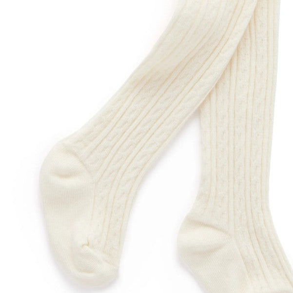 "Purebaby" - Cable Tights - Cloud