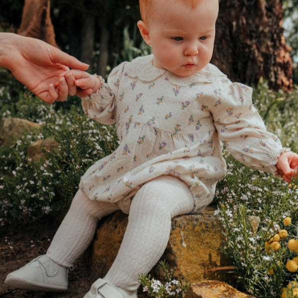 "Purebaby" - Cable Tights - Cloud