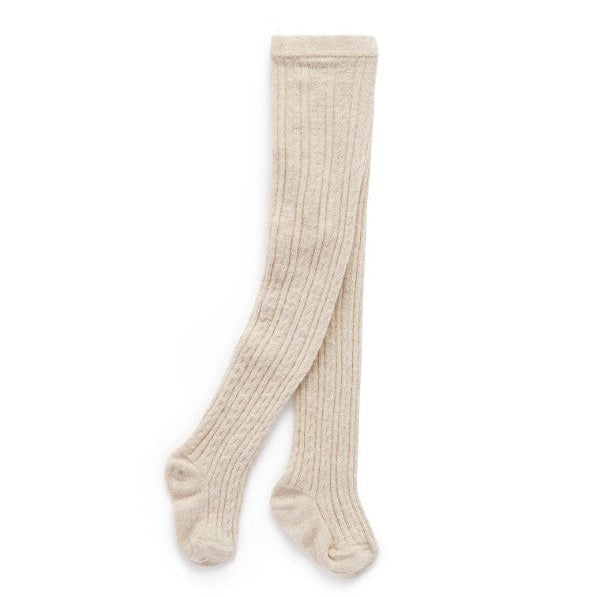 "Purebaby" - Cable Tights - Ecru Melange