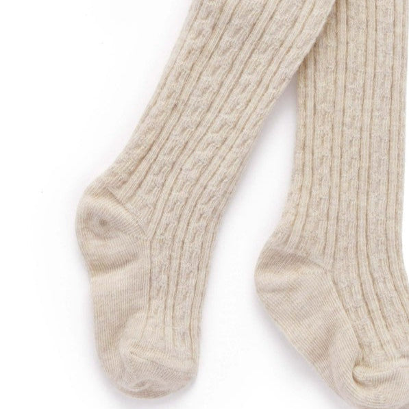 "Purebaby" - Cable Tights - Ecru Melange