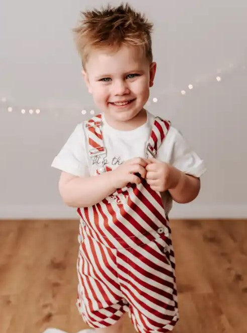 "Christmas" - Bencer & Hazelnut Candy Cane Denim Overalls