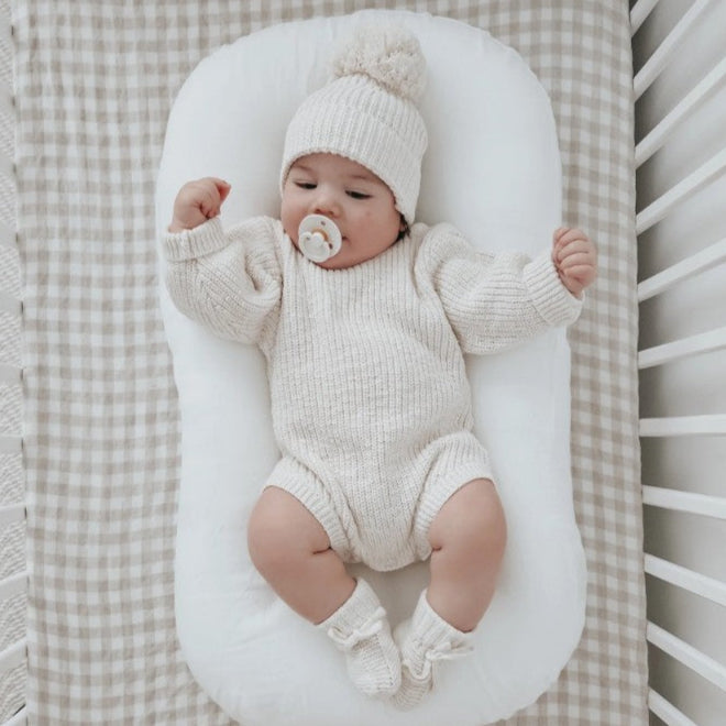 "Blossom & Pear" - Chunky Knit Beanie - Cloud