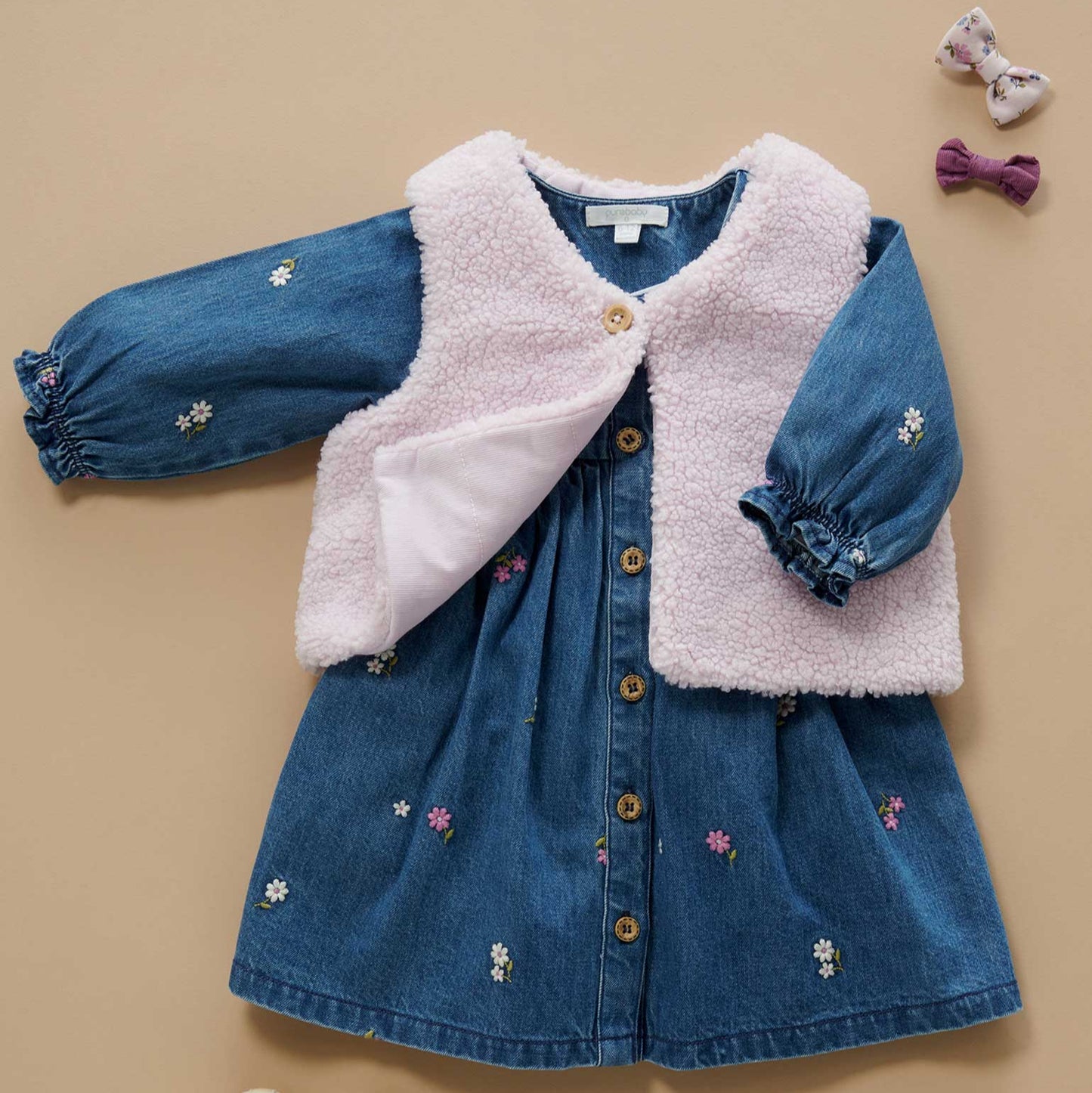 "Purebaby" - Denim Broderie Dress