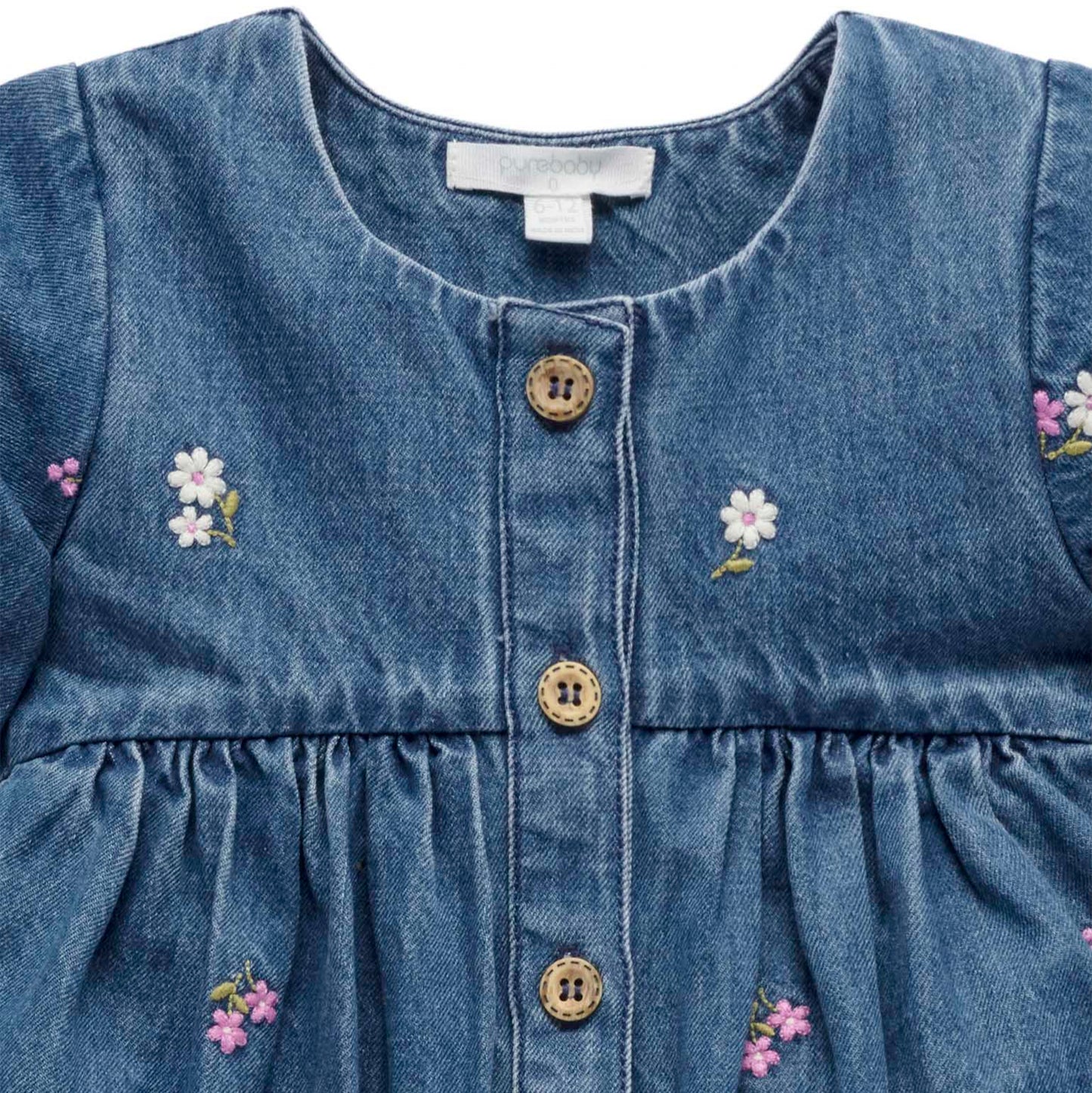 "Purebaby" - Denim Broderie Dress