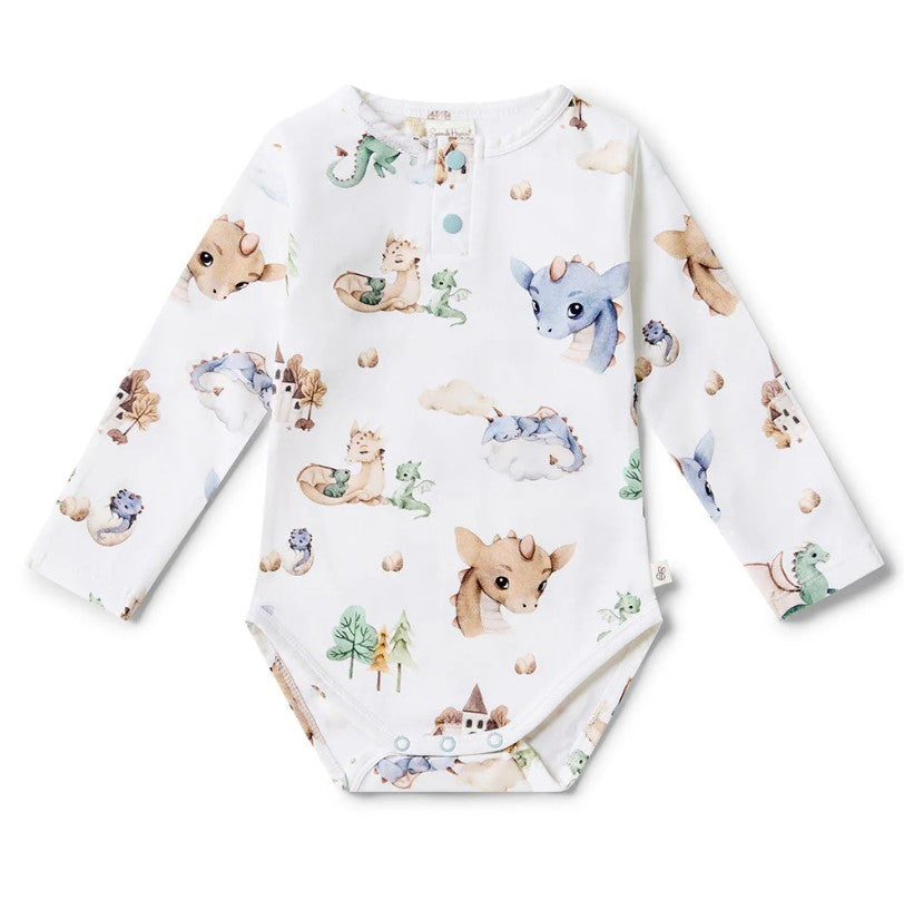 "Snuggle Hunny" - Long Sleeve Bodysuit - Dragon