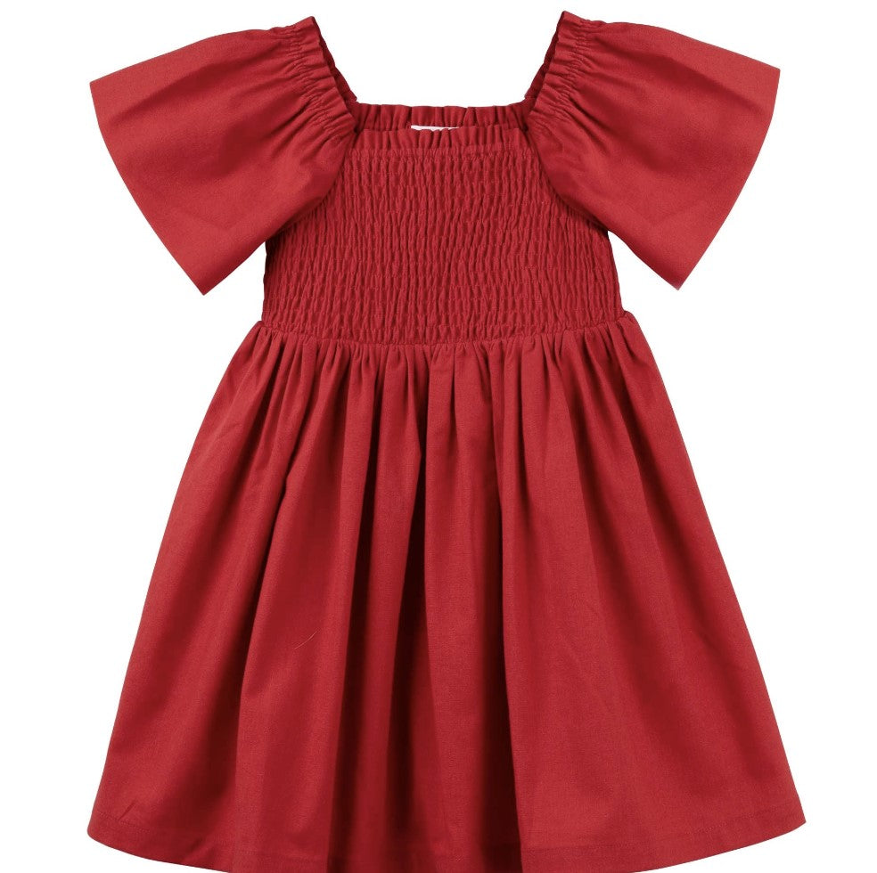"Christmas" - Designer Kidz Elly Puff Sleeve Dress - Red