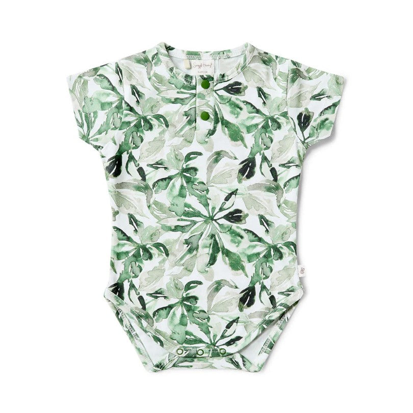 "Snuggle Hunny" - Short Sleeve Bodysuit - Evergreen