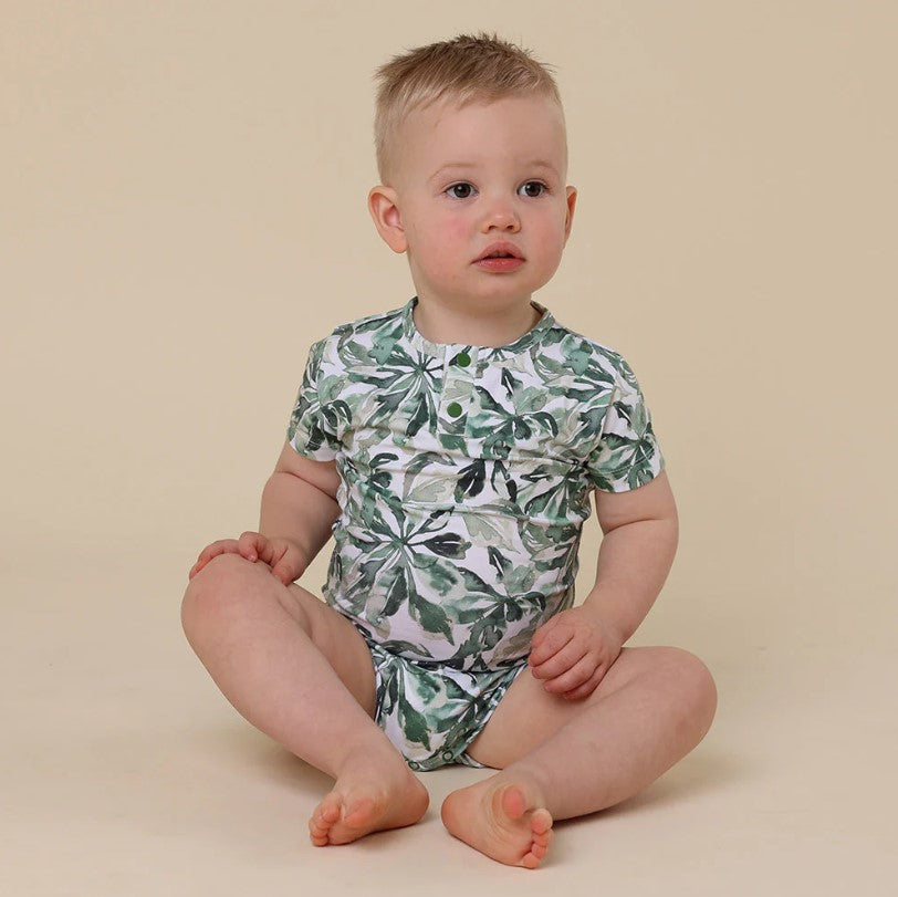 "Snuggle Hunny" - Short Sleeve Bodysuit - Evergreen