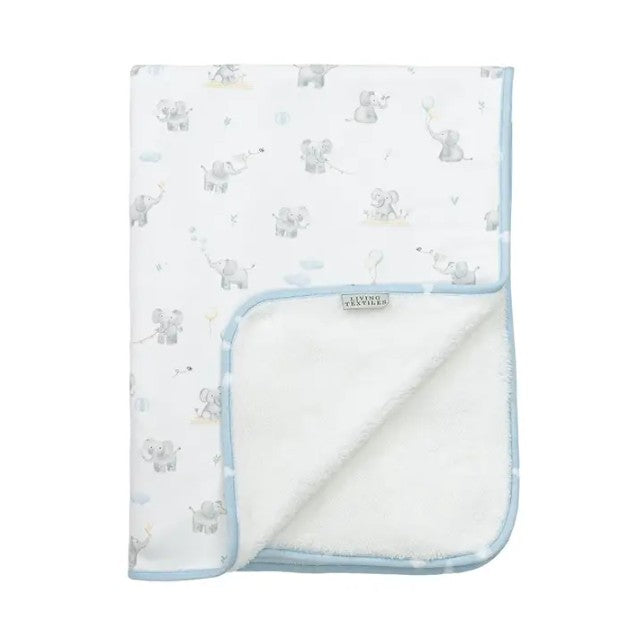 "The Living Textiles Company" - Jersey/Sherpa Pram Blanket - Elephant Playtime