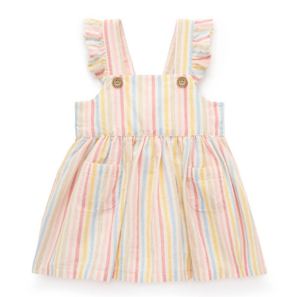 "Purebaby" - Fiesta Stripe Linen Blend Pinnie