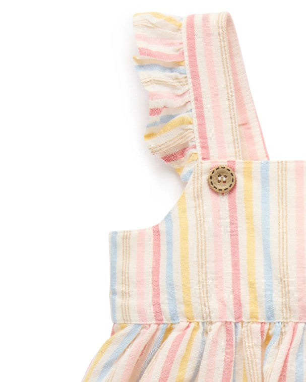 "Purebaby" - Fiesta Stripe Linen Blend Pinnie