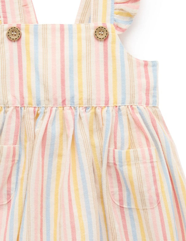 "Purebaby" - Fiesta Stripe Linen Blend Pinnie