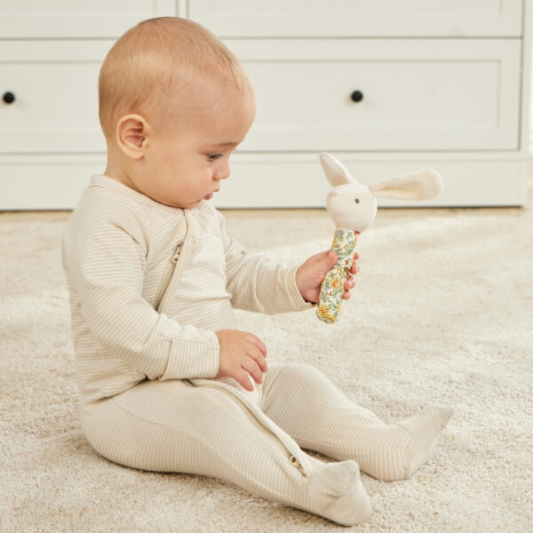 "Jiggle & Giggle" - Floral Bunny Rattle