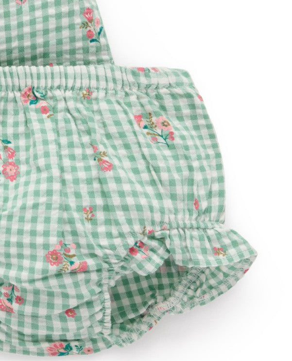 "Purebaby" - Frida Gingham Bloomer Set