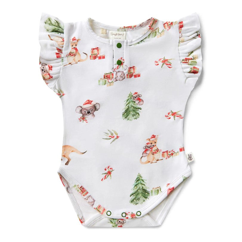 "Christmas" - Snuggle Hunny Frill Bodysuit - Kangas & Koalas