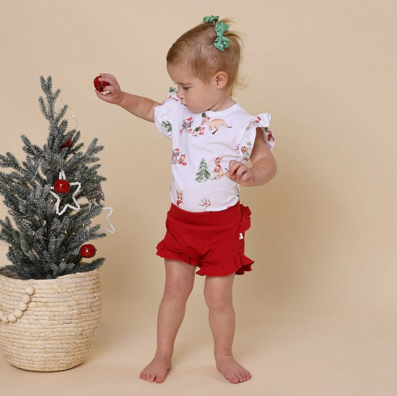 "Christmas" - Snuggle Hunny Frill Bodysuit - Kangas & Koalas