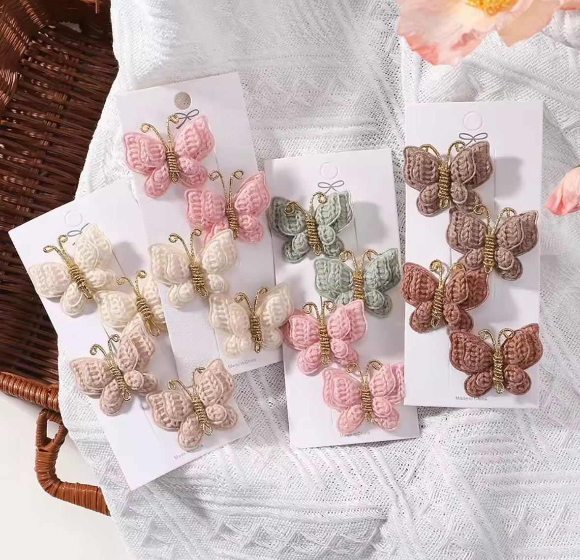 "Little Loves Boutique" - Butterfly Bow Hairclips - 4 Pieces