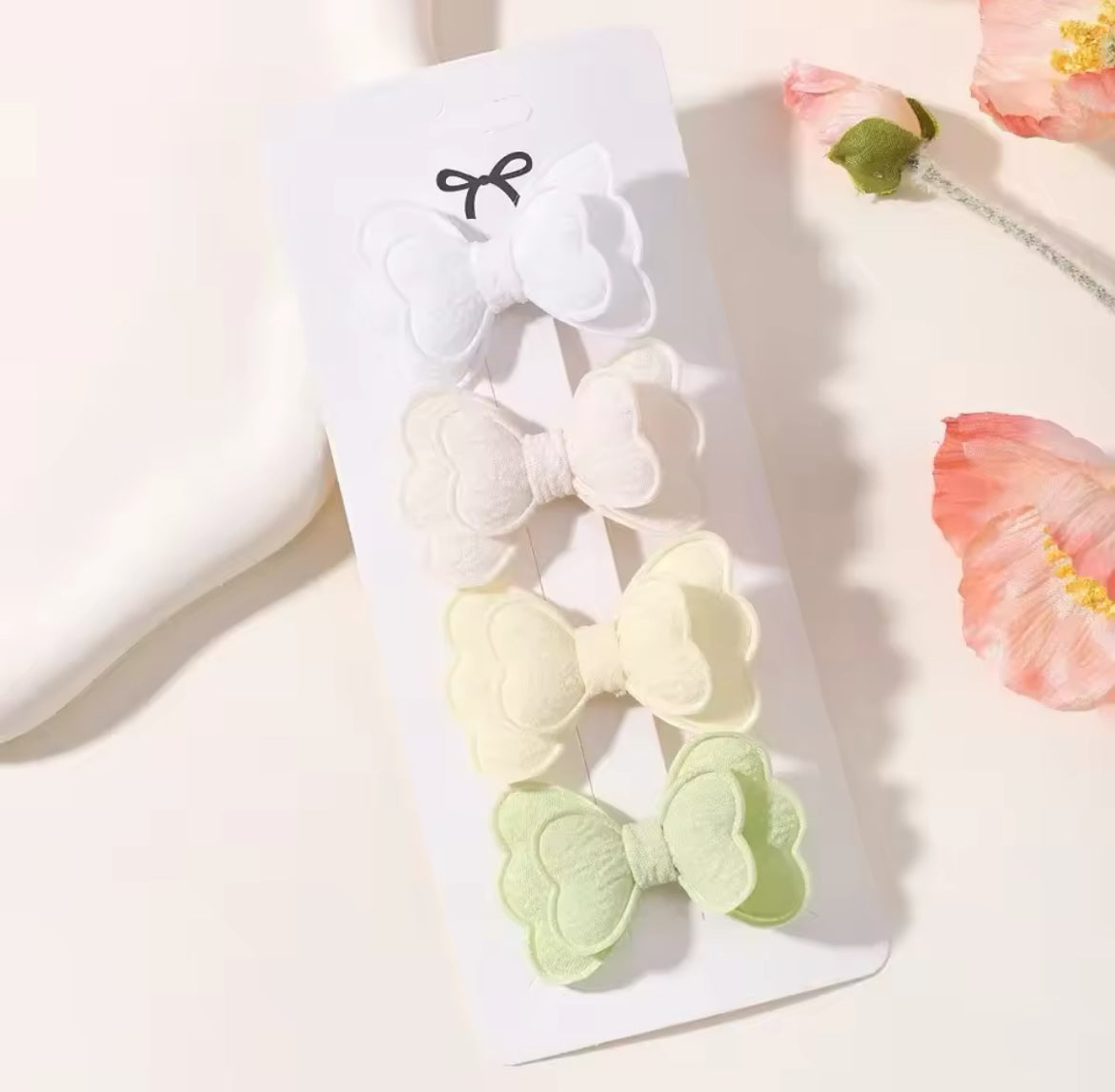 "Little Loves Boutique" - Double Layered Bow Hairclips - 4 per set