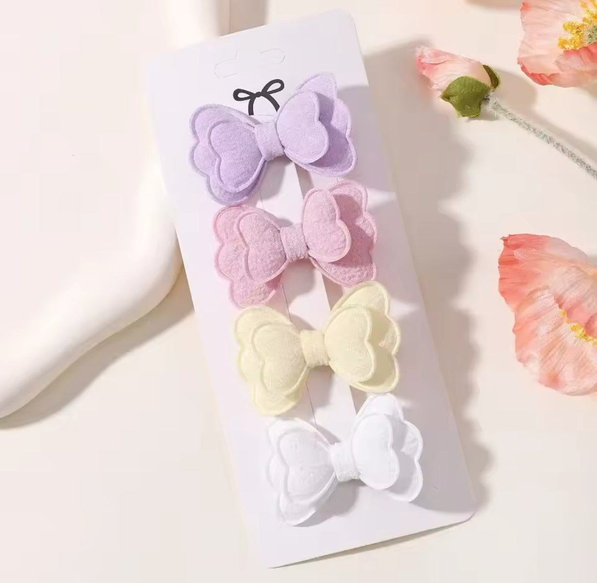 "Little Loves Boutique" - Double Layered Bow Hairclips - 4 per set