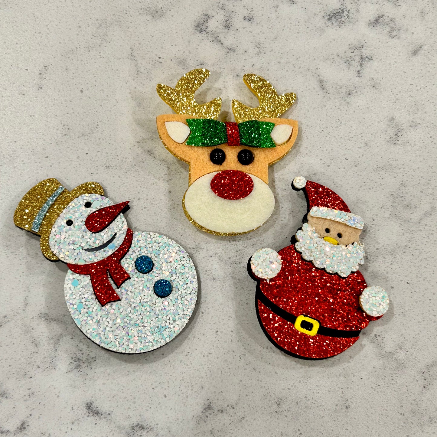 "Christmas" - Hairclips - Sparkly Santa/Snowman/Reindeer