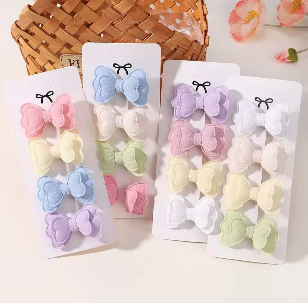 "Little Loves Boutique" - Double Layered Bow Hairclips - 4 per set