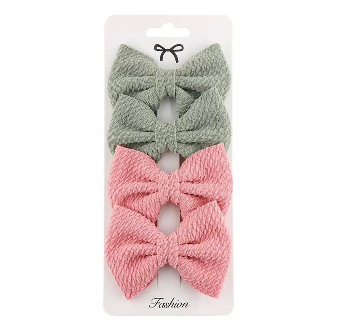 "Little Loves Boutique" - Crinkle Bow Hairclip Set - 4 Pieces