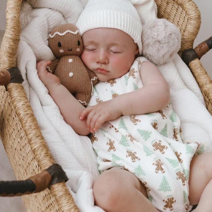 "Christmas" - Indigo Dreams - Gingerbread Ribbed Romper - Mint
