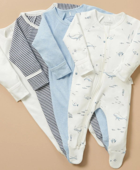 "Purebaby" - Premie Zip Growsuits (00000's)