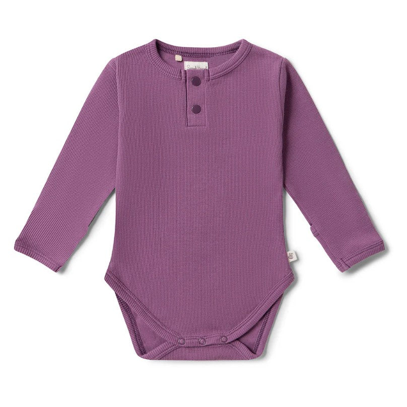 "Snuggle Hunny" - Long Sleeve Bodysuit - Mulberry