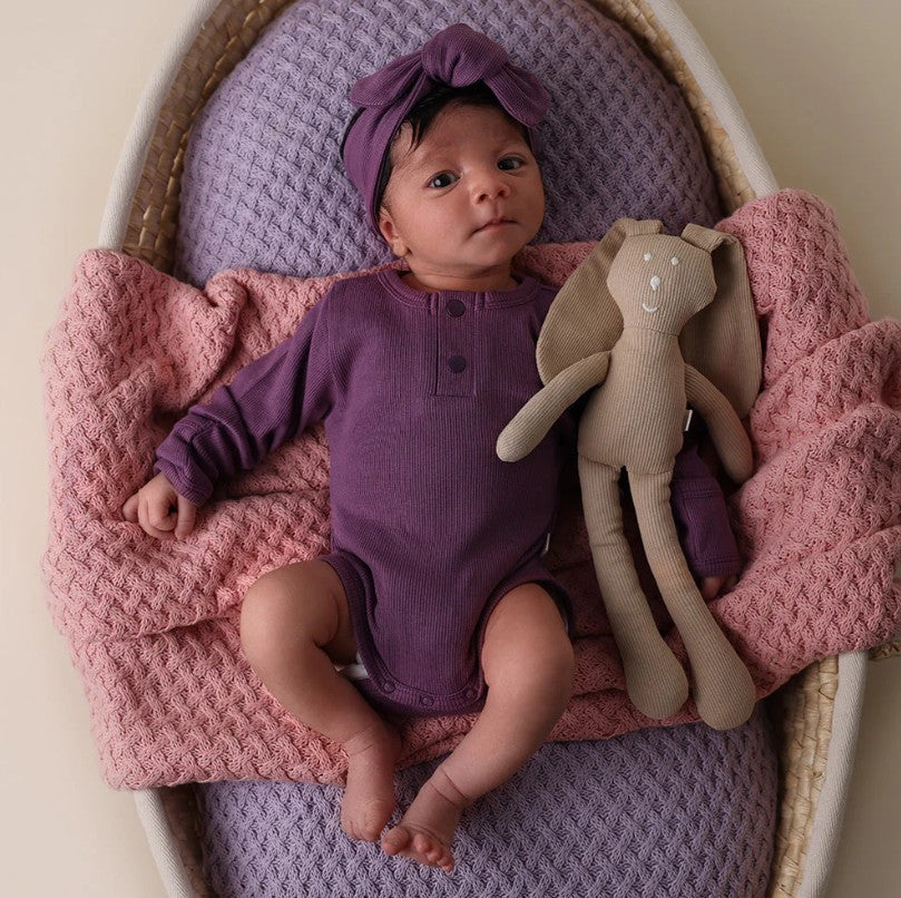"Snuggle Hunny" - Long Sleeve Bodysuit - Mulberry