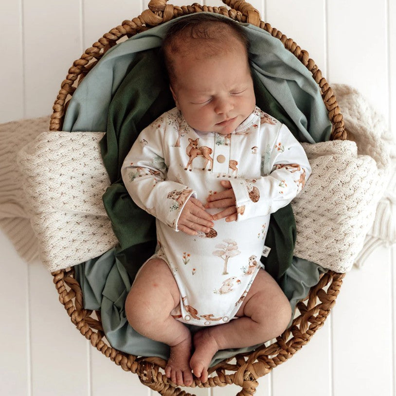 "Snuggle Hunny" - Long Sleeve Bodysuit - Woodland Tales