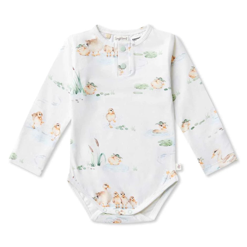 "Snuggle Hunny" - Long Sleeve Bodysuit - Duck Pond