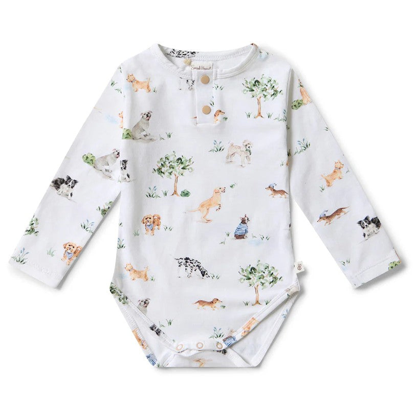 "Snuggle Hunny" - Long Sleeve Bodysuit - Dog Park