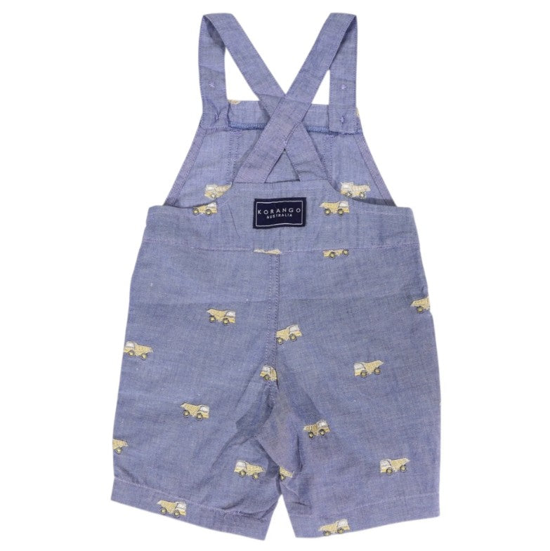 "Korango" - Embroidered Truck Chambray Overall - Dark Blue