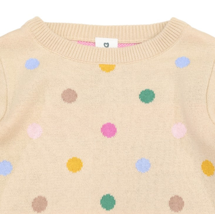 "Korango" - Knit Sweater - Polkadots (Beige)