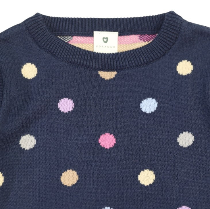 "Korango" - Knit Sweater - Polkadots (Navy)