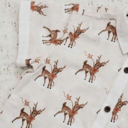 "Christmas" - Bencer & Hazelnut Prancer Collared Romper/Shirt
