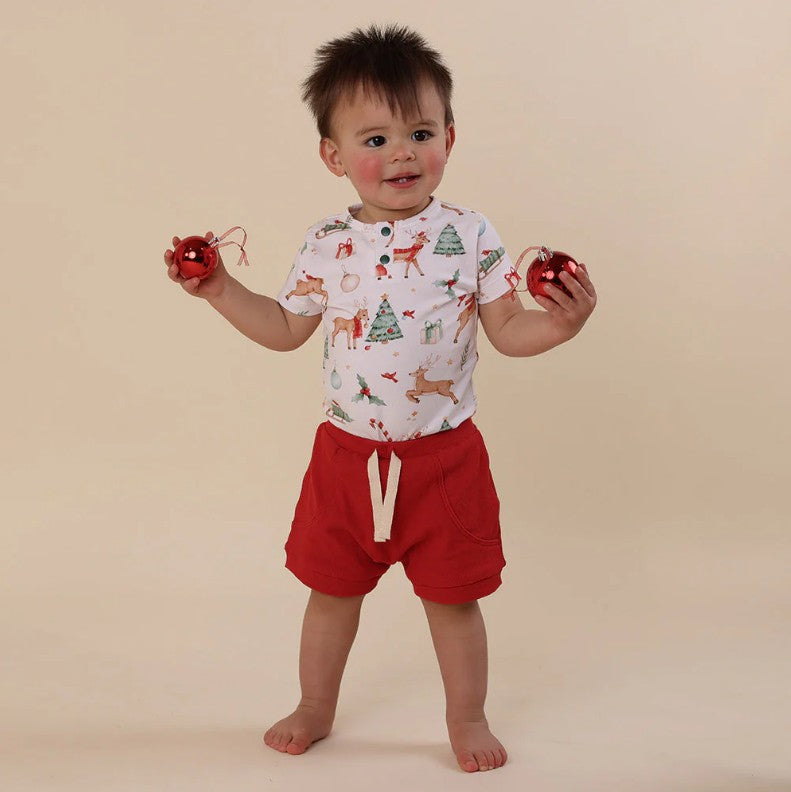 "Christmas" - Snuggle Hunny Shorts - Red