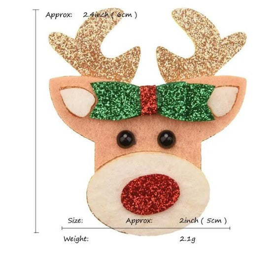 "Christmas" - Hairclips - Sparkly Santa/Snowman/Reindeer