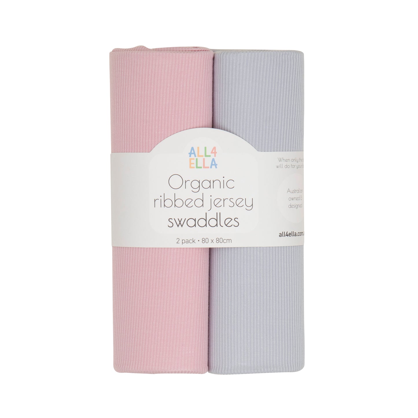 "All4Ella" - Ribbed Jersey Swaddles (2pk)