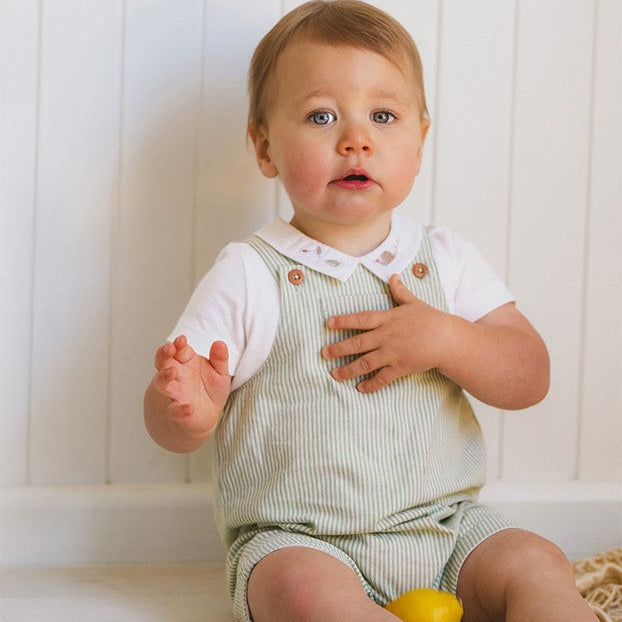 "Bebe" - Roman Green Stripe Overalls