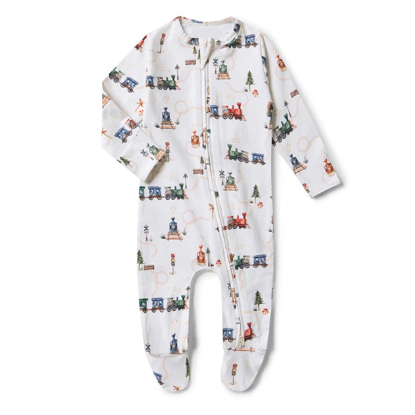 "Snuggle Hunny" - Sleepsuit - Trains