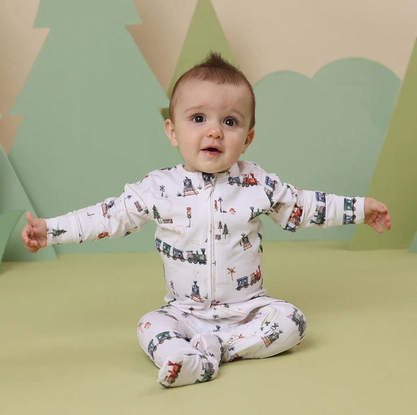 "Snuggle Hunny" - Sleepsuit - Trains
